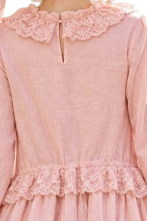 Rochie diafana din vascoza roz pudrat cu dantela si broderie [2]