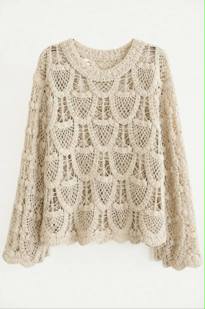 Bluza crem crosetata cu aspect macrame  stil boho [1]