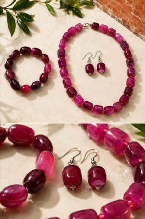 Set din  cercei bratara si colier cu pietre semipretioase agate [1]