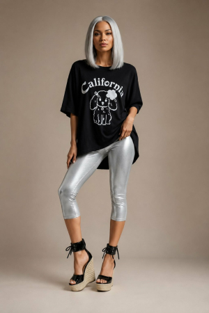 Bluza bumbac - Bluza neagra  din bumbac cu imprimeu catel  tip fluture