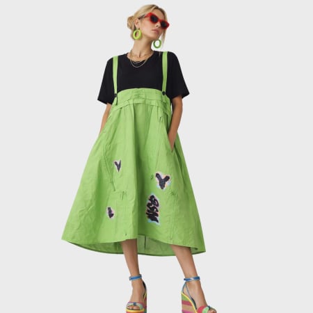 Rochii bumbac - Rochie din bumbac tip sarafan model pe partea din fata