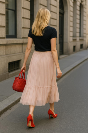 Fusta eleganta cu doua fete din tulle si catifea fina [3]