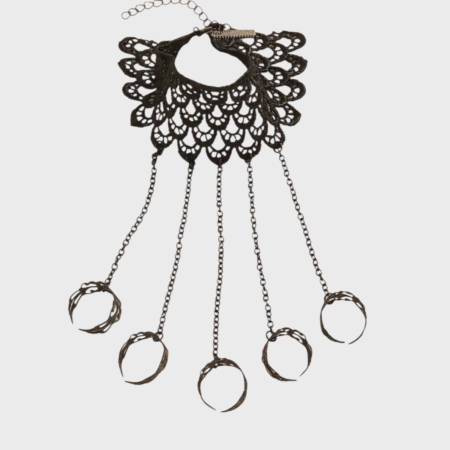 Bratara neagra tip slave cu cinci inele reglabile  din metal [1]