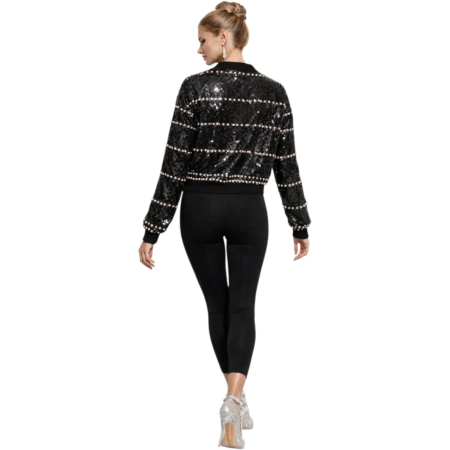 Jacheta din paiete negru si aplicatii argintii [3]