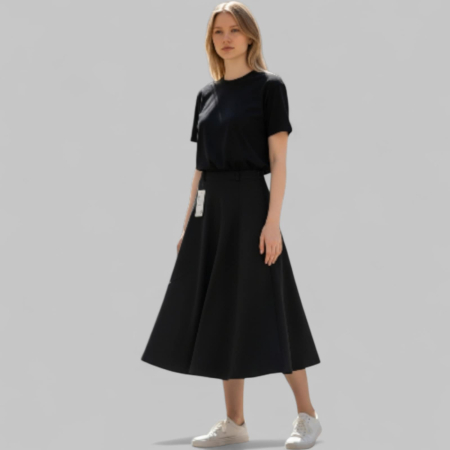 Fusta neagra pentru iarna cu pliseuri pe partea din fata [2]