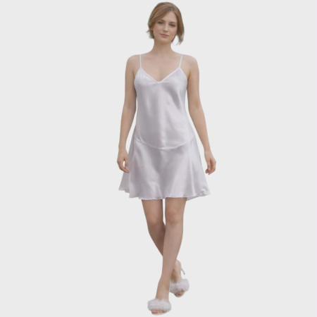 Rochii sezon cald - Furou din satin alb cu bretele reglabile