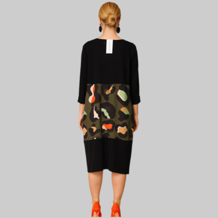 Rochie din Bumbac Asimetrica cu Satin Colorat [1]