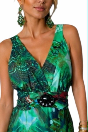 Rochie lunga din lycra cu accesoriu la bust si bretele [1]