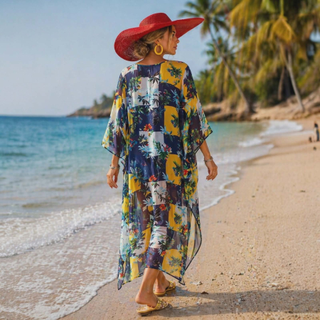 Rochie tip poncho din voal cu imprimeu floral [1]