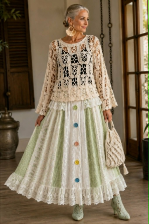 Bluze vascoza - Bluza crem crosetata cu aspect macrame  stil boho