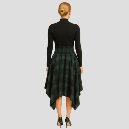 Fuste poliester - Fusta Eleganta Croi Asimetric Si Talie Inalta Tip Corset cu Snur