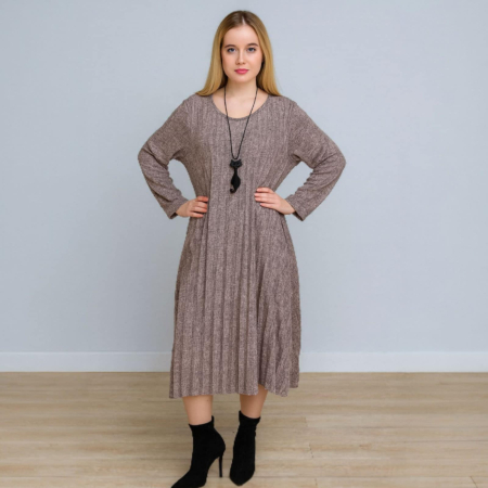 Rochii vascoza - Rochie plisata asimetrica croi larg roz prafuit