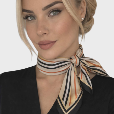 Esarfe/Saluri - Esarfa eleganta  din satin in forma de patrat cu model in dungi