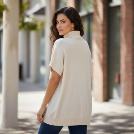 Bluza tricotata tip vesta pe gat pentru sezon rece [1]