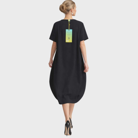 Rochie neagra din bumbac si floare pe tulle cusuta [1]