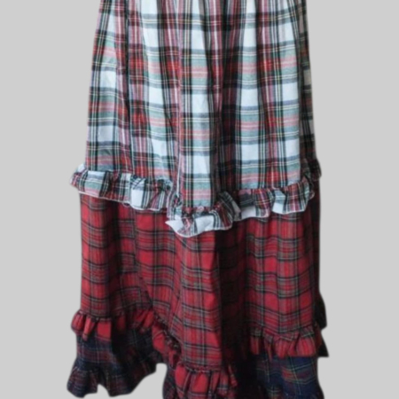 Fusta Lunga cu Imprimeu in carouri si Volane la Poale [2]