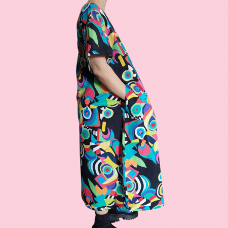 Rochie Colorata din Bumbac si Buzunare pentru Marime Mare [1]
