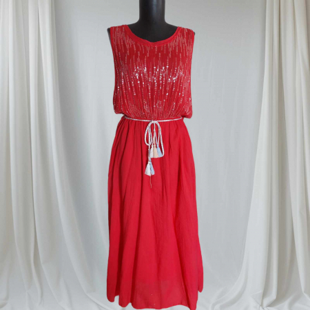 Promotii sezon cald - rochie-de-vara-lunga-cu-paiete-din-panza-topita