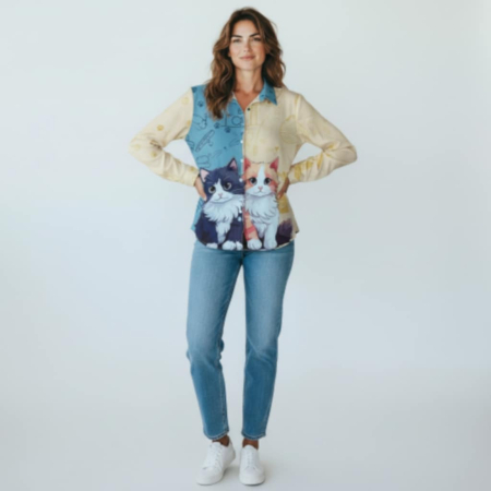 Camasa cu maneci lungi si   cu imprimeu pisici scumpe [1]