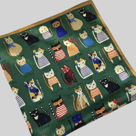 Imbracaminte desene pisici - Esarfa din satin cu imprimeu pisici colorate