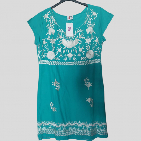 Rochii bumbac - Rochie din bumbac cu broderie pe partea din fata