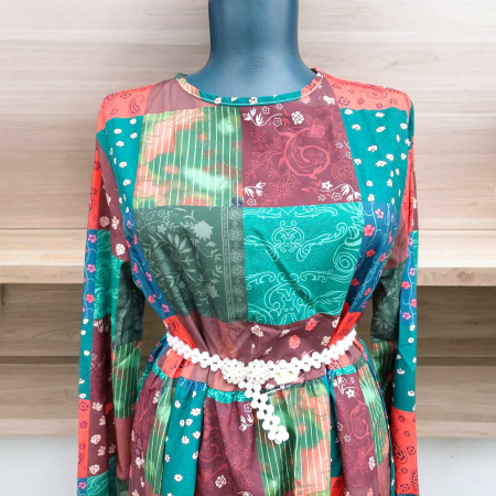 Rochii lycra & poliester & voal - rochie scurta pentru vara cu imprimeu petice colorate