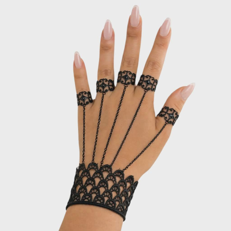 Bratara neagra tip slave cu cinci inele reglabile  din metal