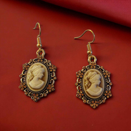 Cercei - cercei din metal cu camee si pietre marcasite