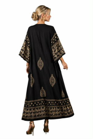 Rochie din vascoza pe fond negru cu fir lame auriu [2]
