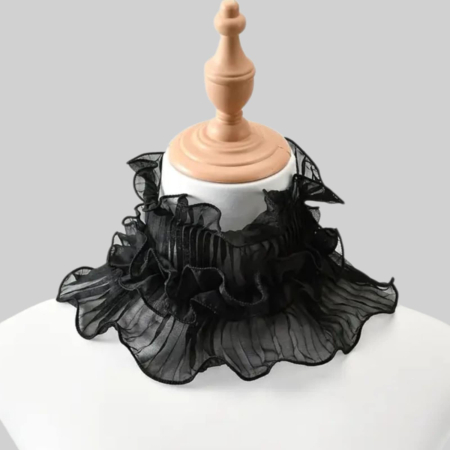Guler inalt elegant negru din voal transparent model gotic [1]