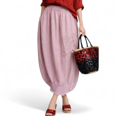 Fusta roz prafuit din in in forma de gogosar cu floare paiete [1]