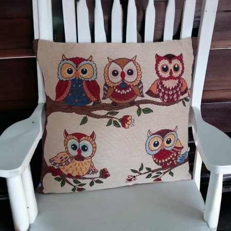 Decoratiuni pentru casa - Perna bufnita cu husa din bumbac