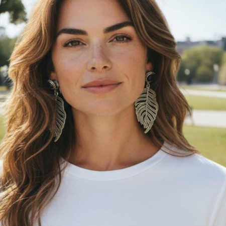 Cercei clips - Cercei clips statement tip frunza din metal argintiu