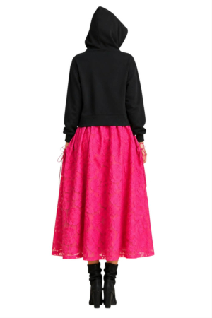 Rochie tip hanorac din bumbac si dantela florala cu buzunare [1]
