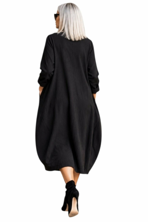 Rochie din bumbac usor balon cu pense si aplicatie florala [1]