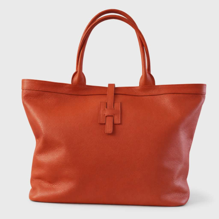 Geanta eleganta  mare din piele naturala portocalie [3]