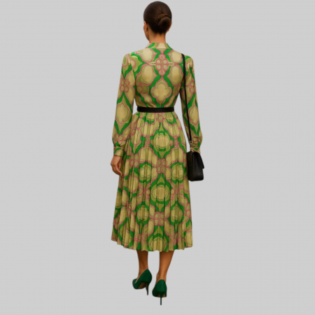 Rochie plisata din satin cu decolteu parte peste parte [1]