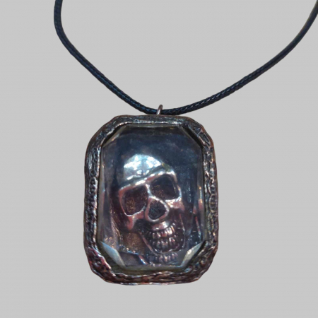 Coliere la baza gatului - colier la baza gatului aspect vintage cu pandant cap de mort dmetal