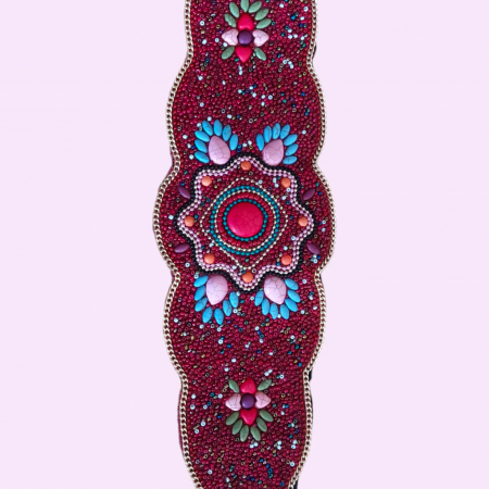 curea pentru femei tip brau cu margele colorate si inchidere capse [2]