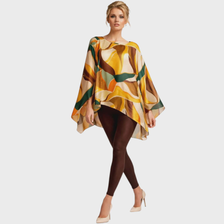 Bluza asimetrica din vascoza cu maneci tip kimono