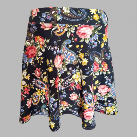 Fuste lycra & poliester - fusta-de-vara-mini-cu-imprimeu-floral