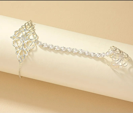 Bratara din metal inoxidabil argintie cu model fligranat tip slave [1]