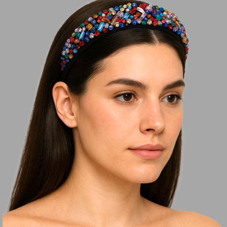 Bentite - Bentita eleganta din pietre colorate tip cristale pe suport dur