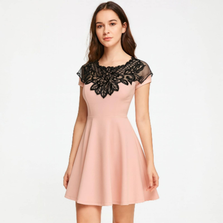 Guler elegant negru  detasabil din dantela si voal [2]