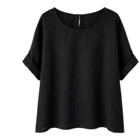 Bluza din in neagra cu nasturi pe partea din spate [1]