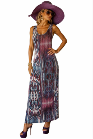 Rochii lycra & poliester & voal - Rochie mulata  lunga din lycra decupata in spate