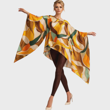 Bluza asimetrica din vascoza cu maneci tip kimono [2]