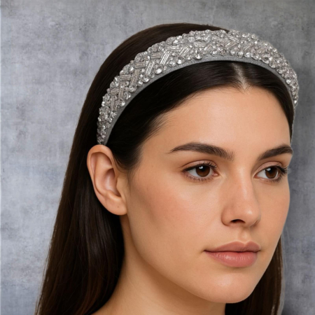 Bentita din Pietre Tip Cristal Argintii pe Suport Tare [1]