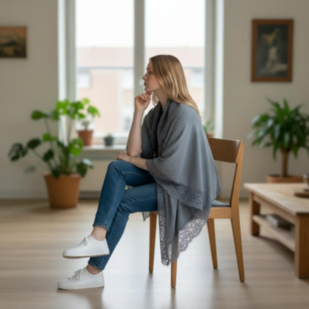 Sal elegant generos pentru sezon rece cu dantela pe margini [2]