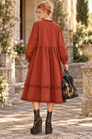 Pardesiu de dama in stil vintage cu dantela si volanase [1]